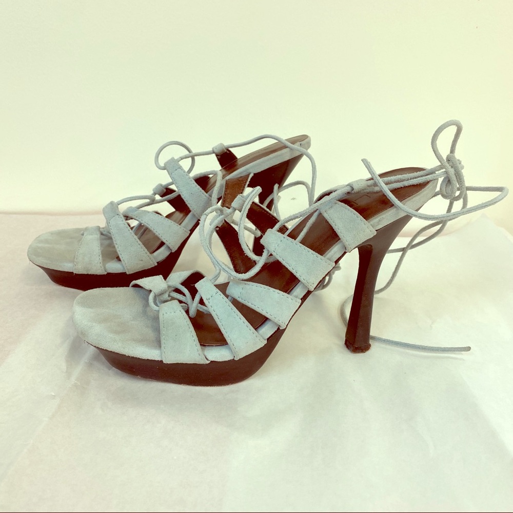 Aldo Light Blue Lace Up Platform Heels